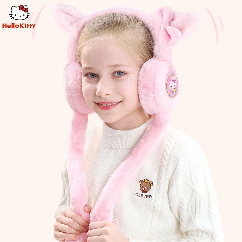 

Kawaii Sanrio Hello Kitty Anime Cartoon Cute Girl Children Earmuffs Autumn Winter Windproof Frostproof Warm Princess Style Scarf