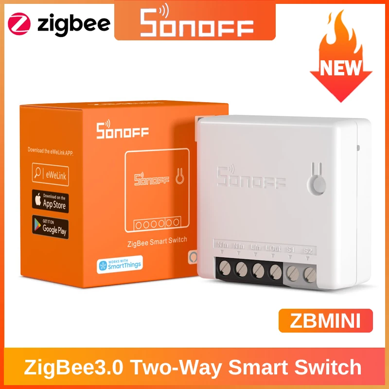 

1-10PCS SONOFF ZBMINI Zigbee Smart Light Switch Module Two Way Control Switch Smart Home Works With Smartthing Alexa Google Home