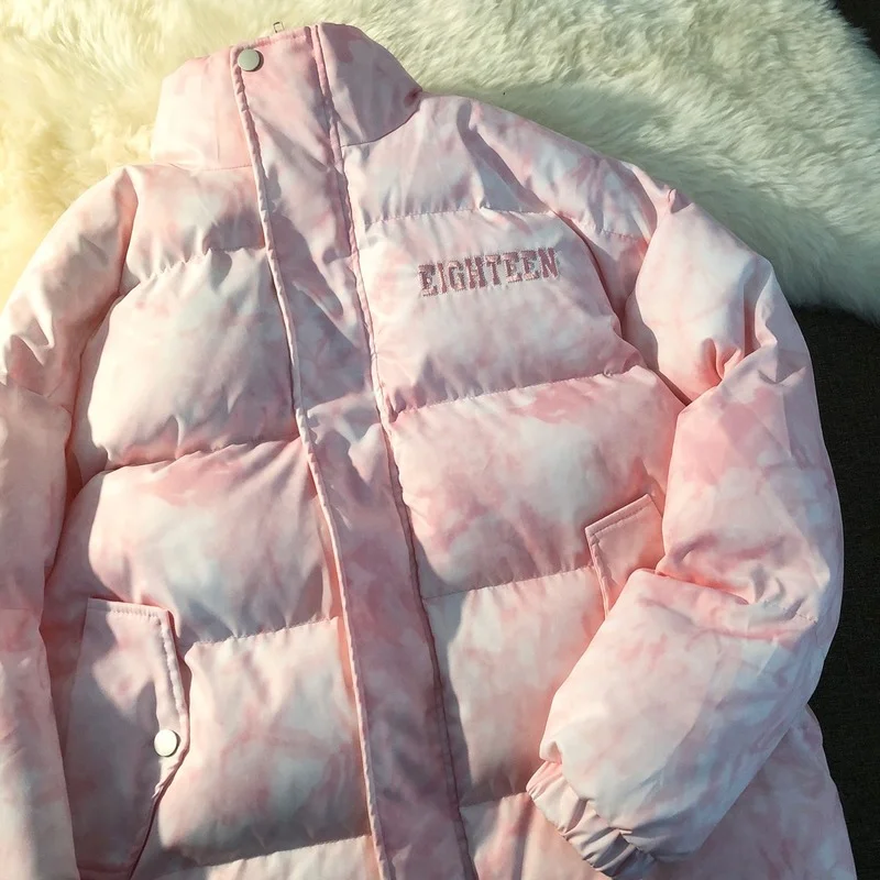 2023 Autumn Winter Couple Ins Trend Harajuku Style Coat Jacket Women Casual Fashion Loose Cotton-padded Jackets Female Outerwear