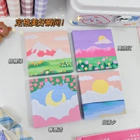 50 sheetspack landscape oil painting memo pad notes high appearance level notebook paper girls heart memo sticky notepad