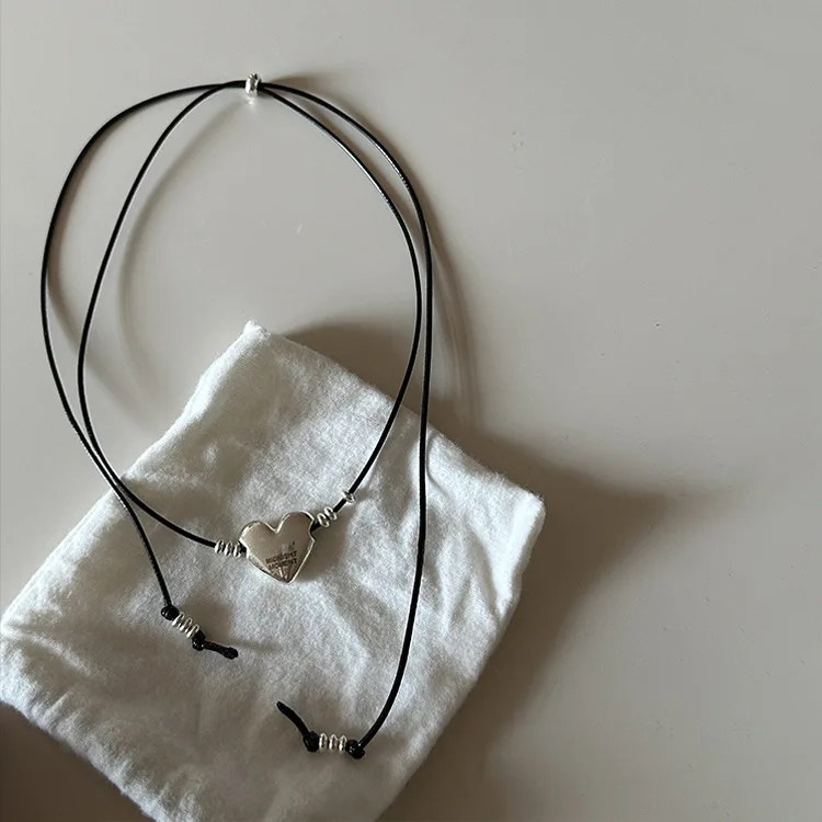 Выдвижное кожаное металлическое ожерелье для влюбленных женское дизайнерское