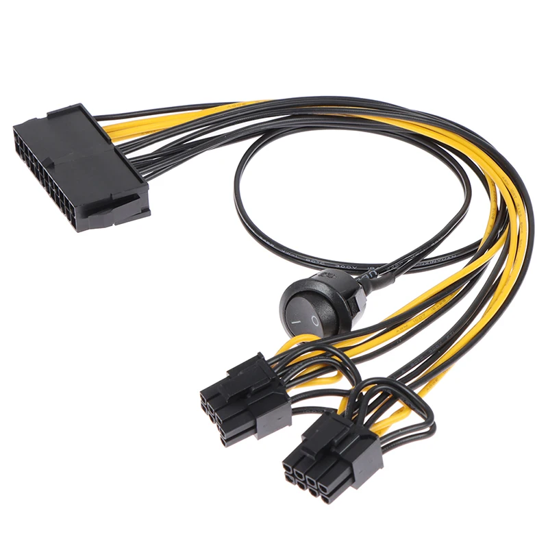 

1pc ATX Power 24Pin To Dual 6+2 Pin 8 Pin With On Off Switch Cable 6Pin 8Pin Male To 24 Pin Female Power Supply Cable