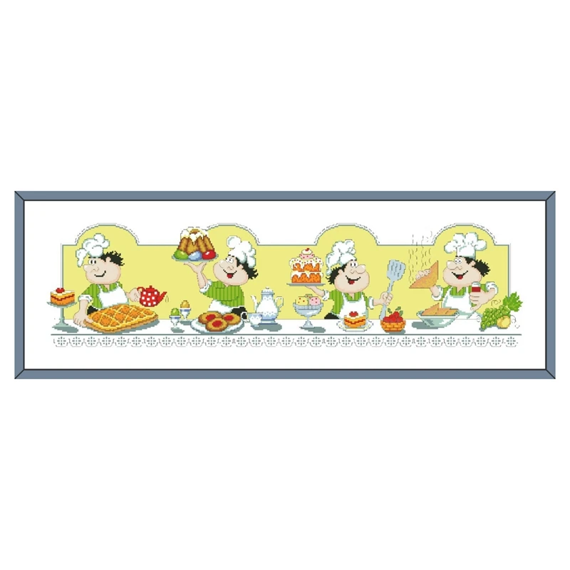 

Humor chef cross stitch kit 18ct 14ct 11ct cotton silk thread white fabric embroidery DIY handmade needlework