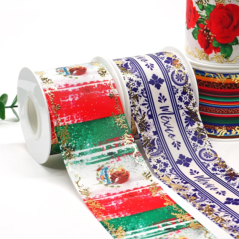 

3" 75mm Foil Printed Ribbon Colorful Foil Feather DIY Hairbows Accessories Handmade Materials Gift Wrapping Tape