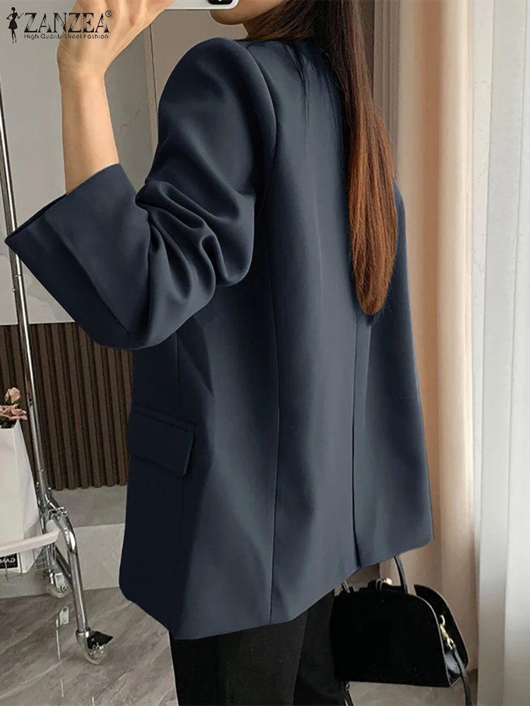Oversized Women Long Sleeve Blazer Top Casual Spring Autumn Fashion Office Lady Outwear ZANZEA 2023 Solid Suits Coats Work Wears