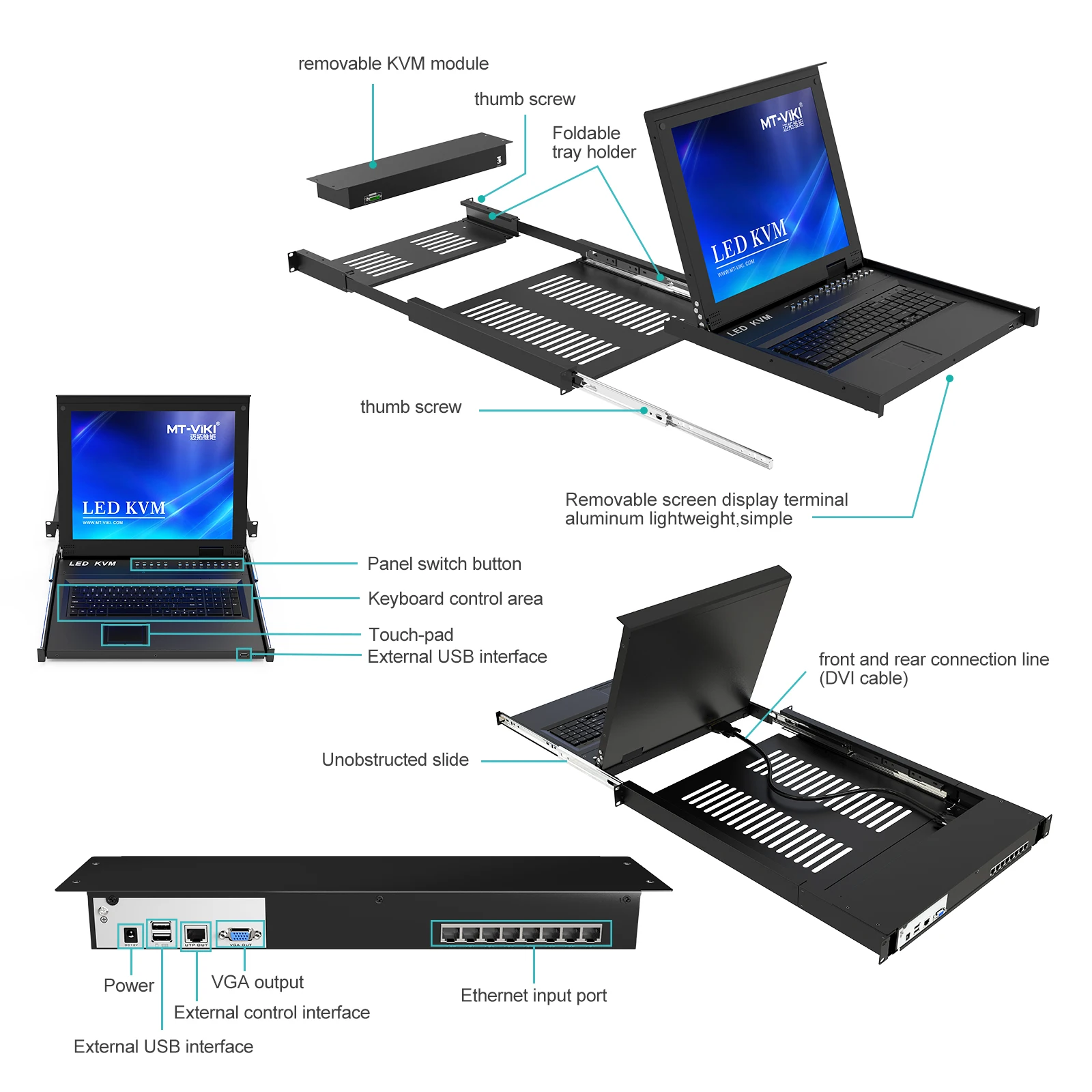 17-дюймовая ЖК KVM-консоль с 8 портами VGA, выдвижной KVM-консольный блок 8x1 для стойки 1U + 8 кабелей, ЖК KVM-переключатель (art.: 3920dbed0f467) - 3920dbed0f467