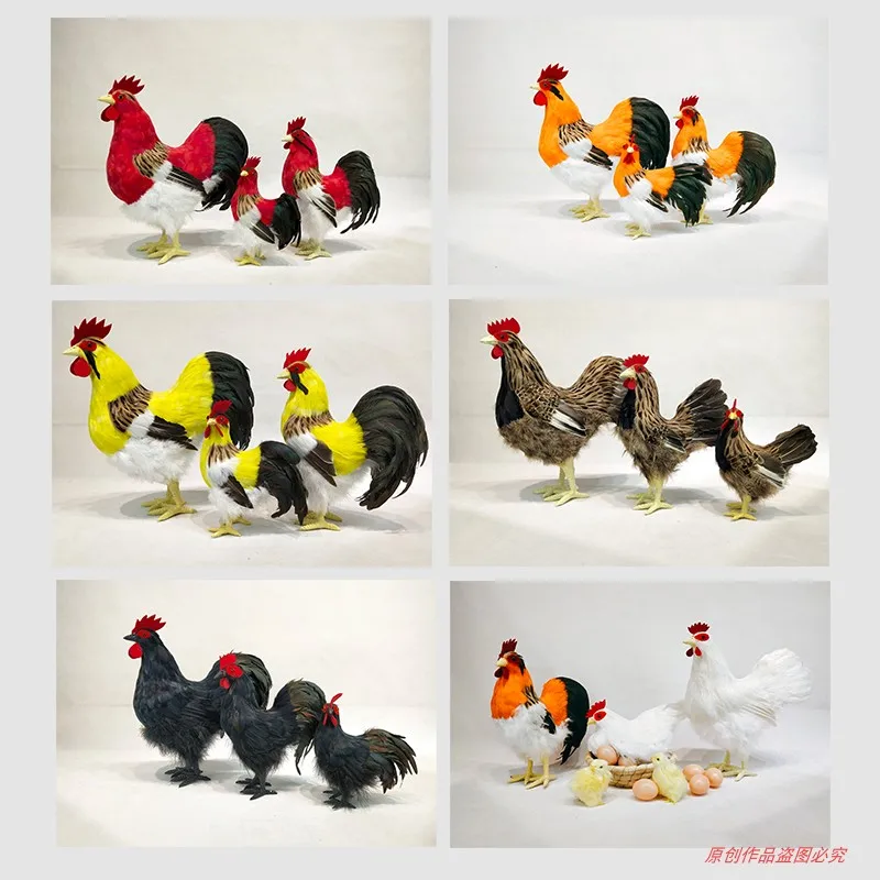 Customized Simulation Cock Model Incubating Hen Ornaments Feathers Poultry Animal Specimens Lucky Crafts Supermarket Decorations