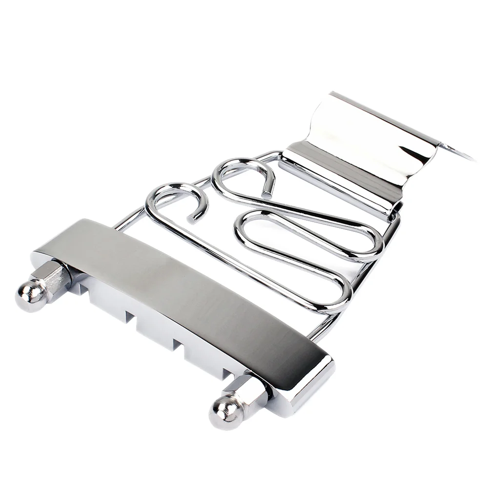 

GA421 4 String Trapeze Tailpiece Adjustable Guitar Tailpiec Bridge for Archtop Jazz Bass Guitar (Silver)