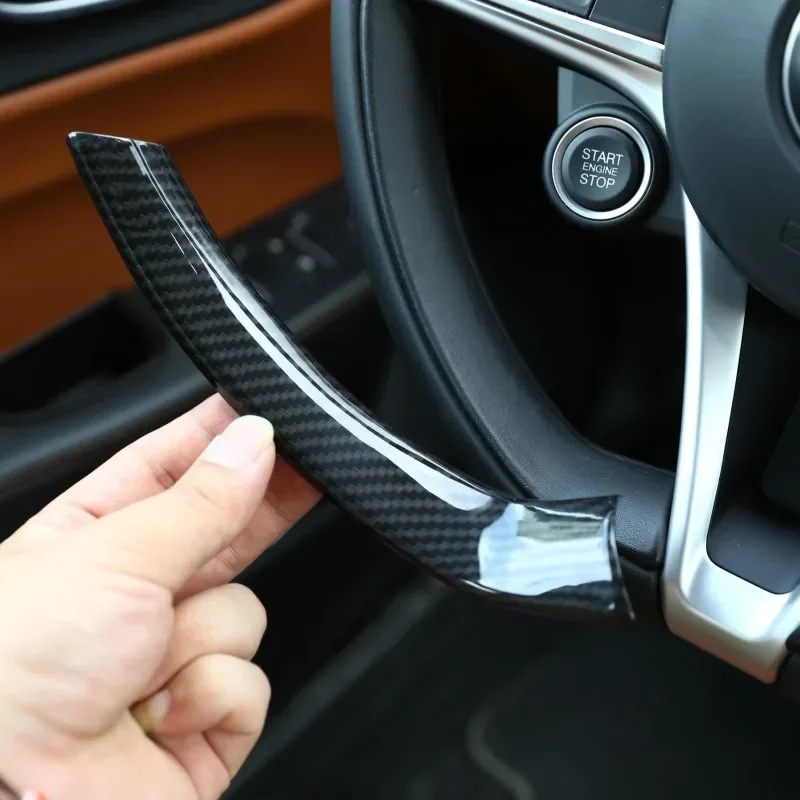 Для Alfa Romeo Giulia Stelvio 2017-2021 ABS углеродное волокно автомобильный чехол на руль отделка