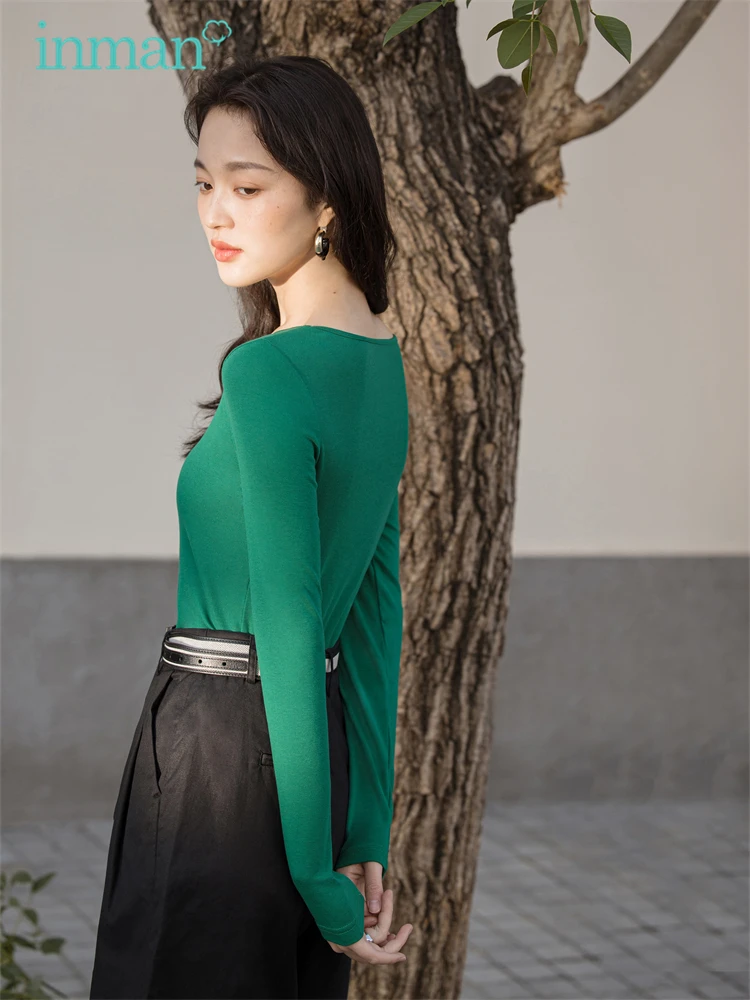 INMAN весенне-осенний пуловер футболка женские топы минималистичные рубашки с