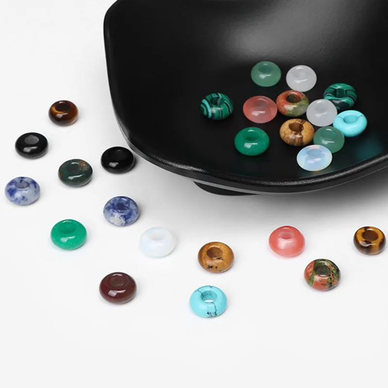 Модные бусины в форме Абака с большими отверстиями из натурального камня Гладкие