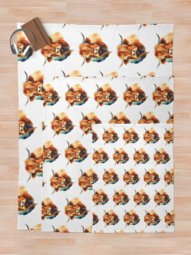 Акварельное одеяло Highland Cow Heilan Coo волосатые идеи подарков на День святого