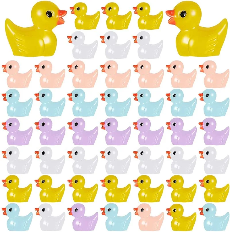 10PCS Resin Slime Charms Little Duck Miniature for Dollhouse Fairy Garden Decor DIY Accessories for Desk Cabinet Party Decor