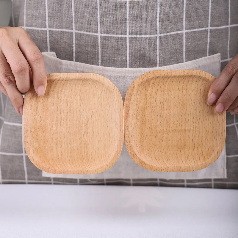 

Tableware wooden plate beech square tray mini solid wood small plate children's whole wooden plate wooden plate wood plate