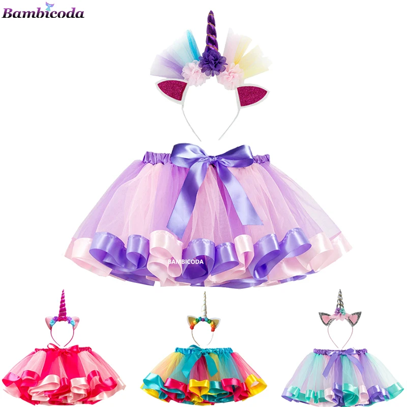 

Baby Girls Tutu Skirt Pettiskirt Fluffy Children Rainbow Tulle Skirts For Party Dance New Year Costume Princess Girl Clothes