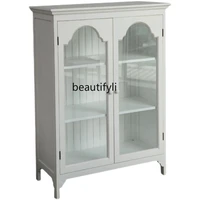 yj retro tonal country style white wooden dining room entrance storage cabinet sideboard cupboard cupboard