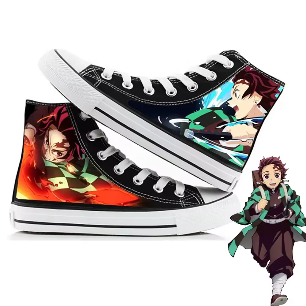 Парусиновая обувь с 3D принтом Demon Slayer для мужчин и женщин студентов-подростков