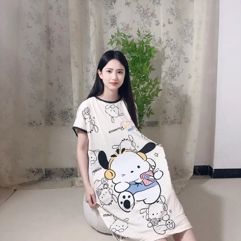 Милая и милая ночная рубашка Sanrio с рисунком собаки свободная принтом Pacha летний