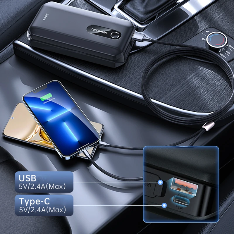 Продажа Автомобильное пусковое устройство Baseus, внешний аккумулятор 10000 мАч для автомобильного аккумулятора, портативное автомобильное пусковое ус...