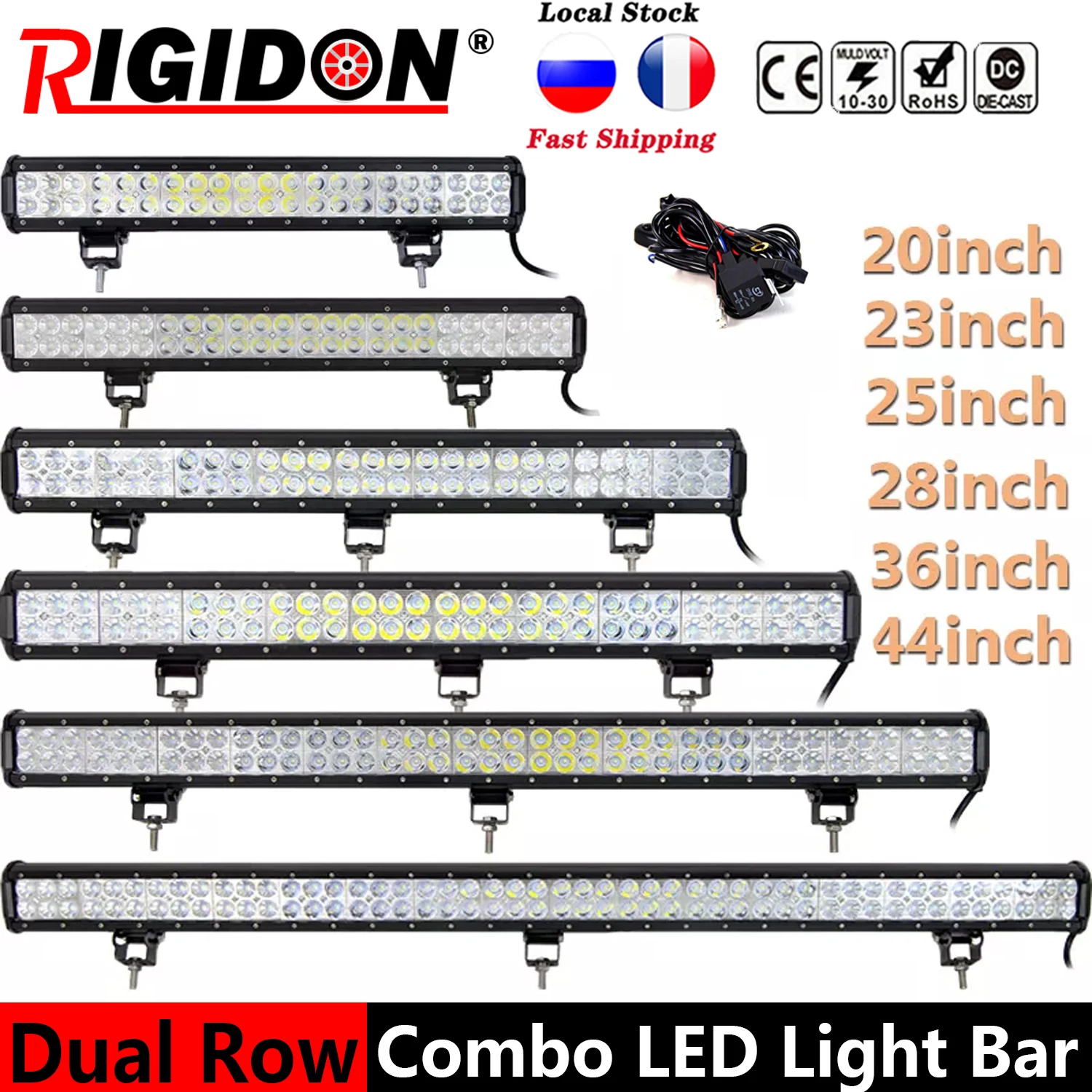 

RIGIDON 3D Double-row 20/23/25/28/36/44inch LED Light Bar Car Flood Spot Combo Beam for Jeep Offroad Truck SUV UTE ATV 4WD Boat