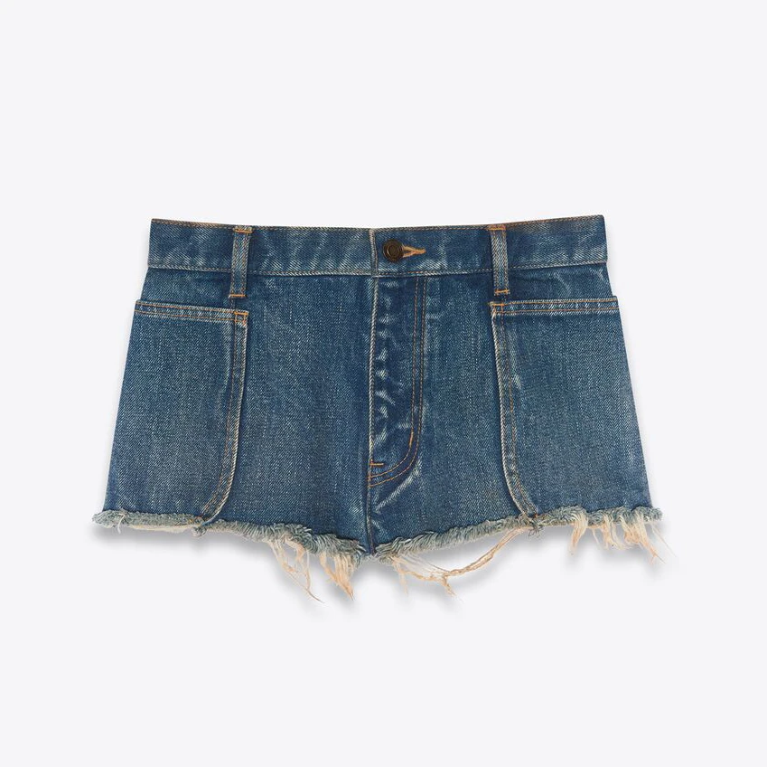 

2022 summer new products simple fashion low waist design loose big pockets washed retro raw edge blue denim shorts women