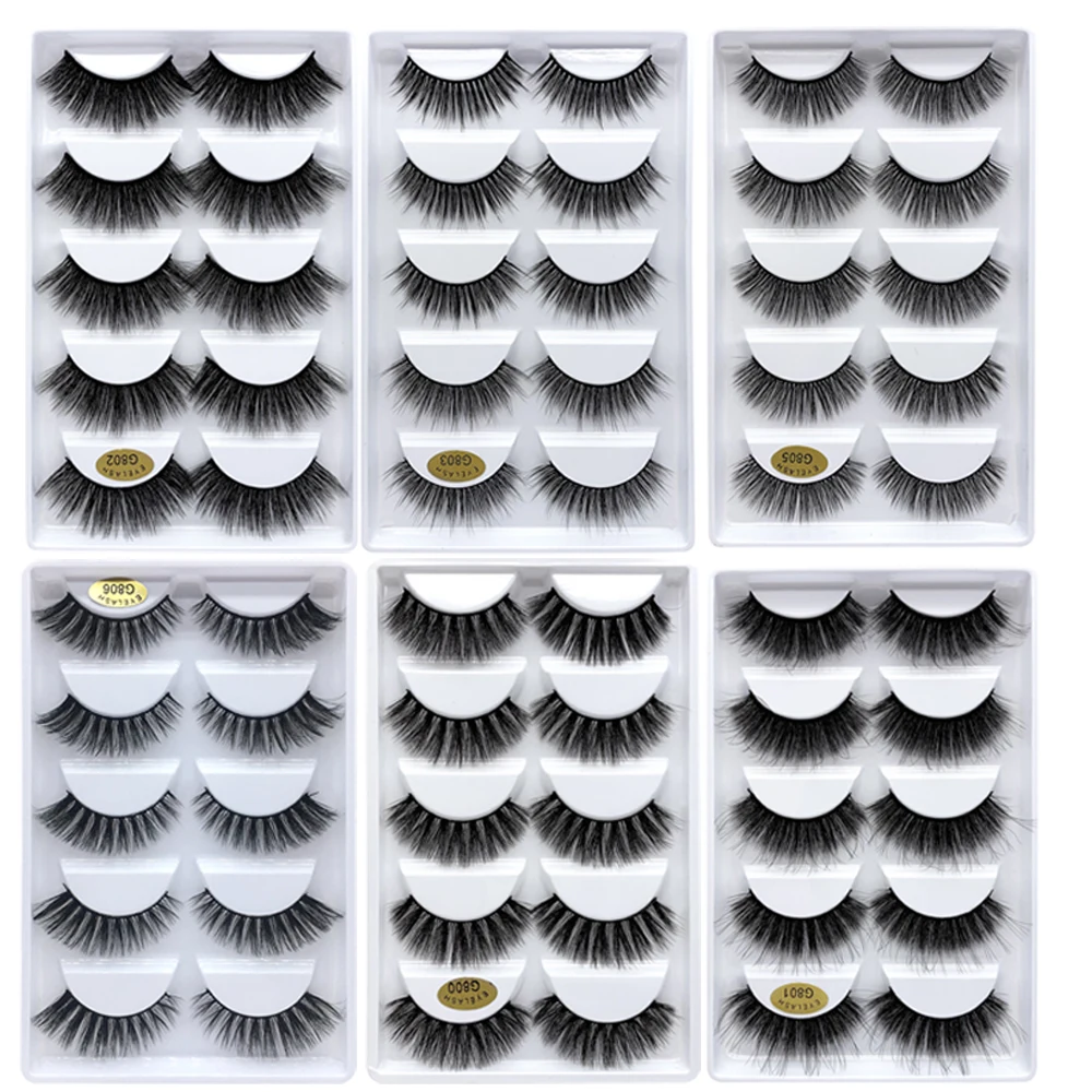 Wholesale Eyelashes 20/30/50 Boxes 5 Pairs 3D Mink Lashes Natural False Eyelashes Soft makeup Fake Eye Lashes cilios g806 g800