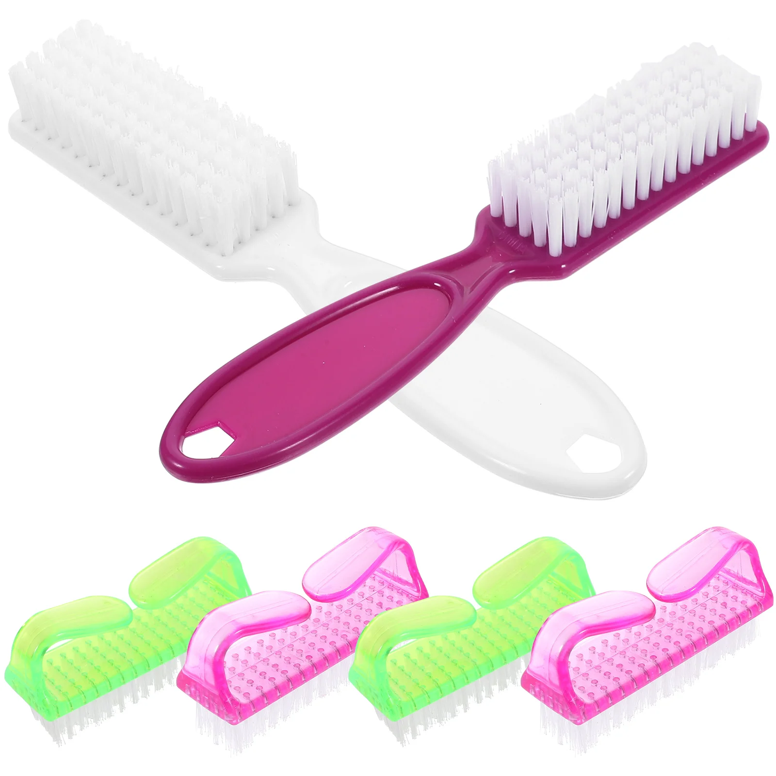 

6 Pcs French Nail Kit Cleaning Brush Accessory Portable Cleaner Handle Detergent Fingernail Pedicure Manicure Home