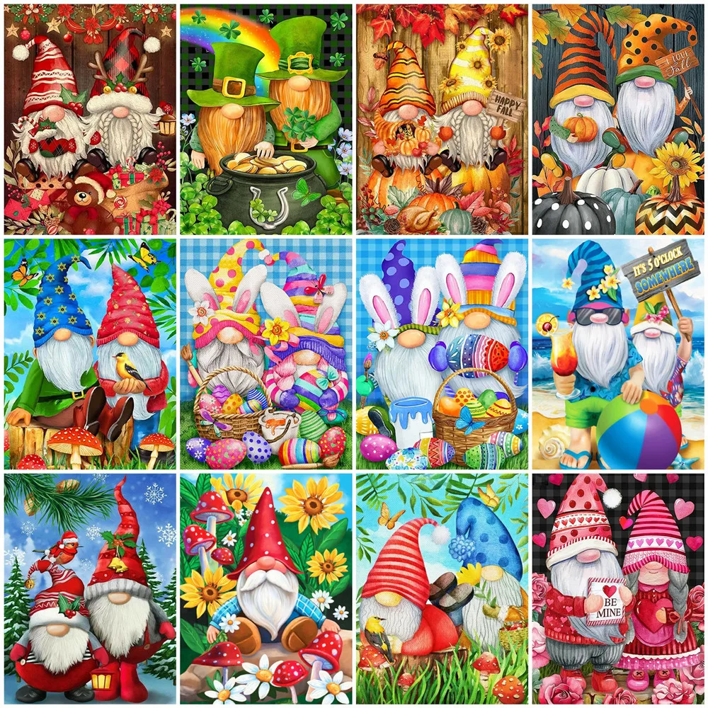 

Huacan Easter Egg Diamond Painting New Gnome Mosaic Cross Stitch Goblin Embroidery Santa Claus Gift Home Decoration