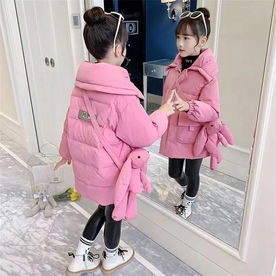

Детское пальто для девочек, куртка, пальто из 2022 хлопка с кроличьим утеплителем, Утепленная зимняя спортивная одежда для подростков, школьников и детей