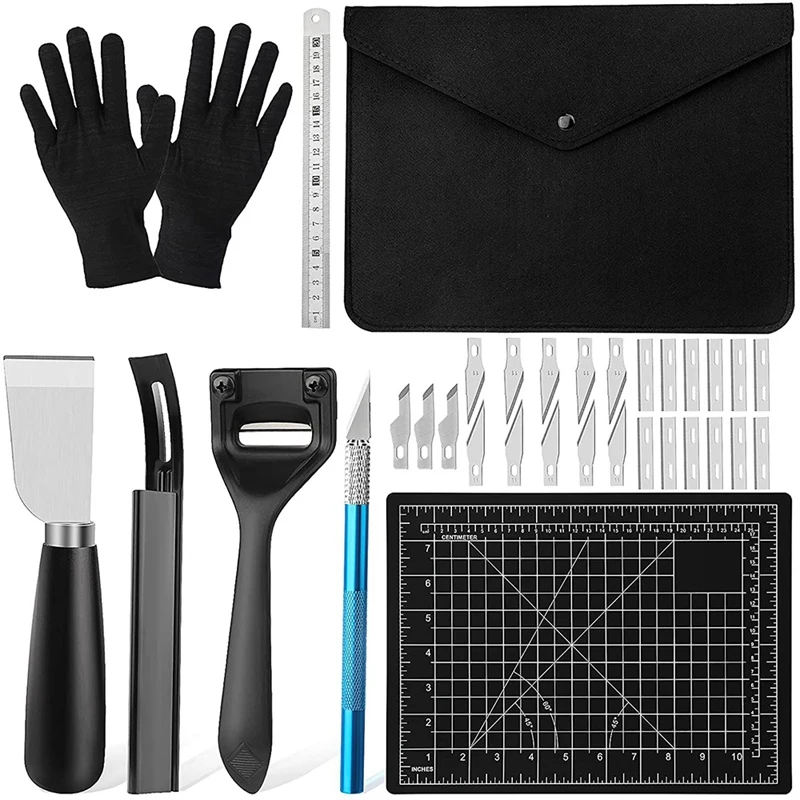 

HOT-Metal Leather Skiver Sets, Leather Working Tools With Replacement Blade, Leather Cutting Tool, Leather Strap Cutter Tool