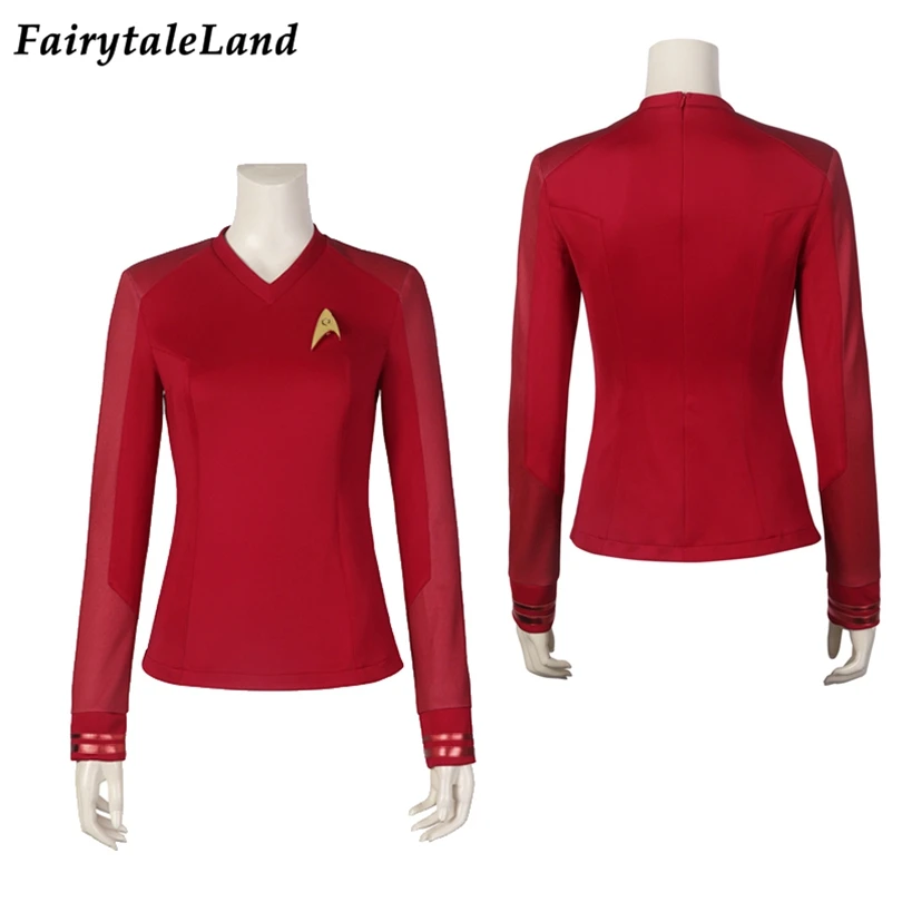 

Halloween Carnival Strange New Worlds Cosplay Women Uniform La'an Noonien Singh Erica ortegas Costume with Badge Hero Red Suit