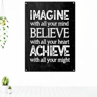 imagine delieve achieve inspirational banner flag wall hanging success motivational poster wall art tapestry home decoration