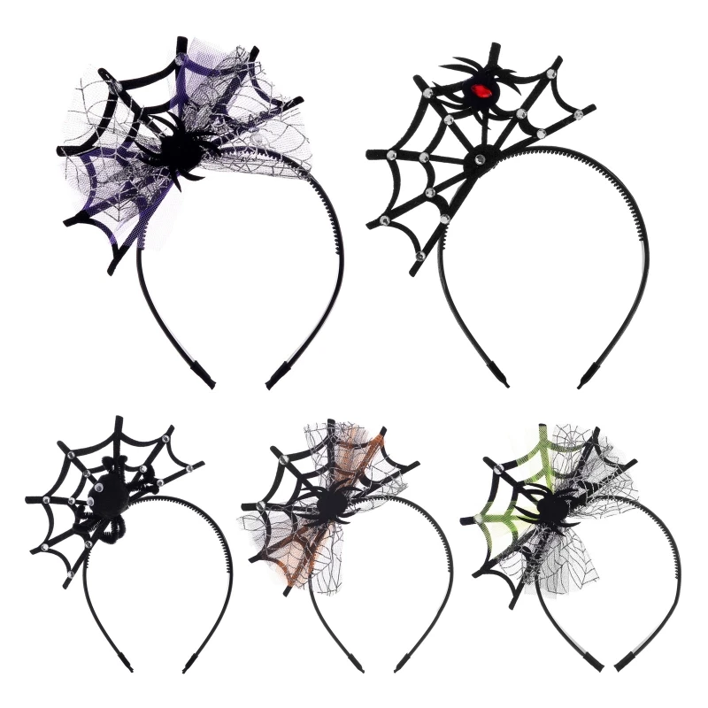 

for Creative Spider Web Shape Hair Hoop Cute Photoshoot Hair Holder Halloween Party Headwear for Children Adult Unisex N7YD