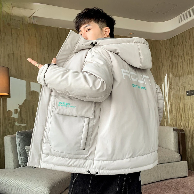 Cotton-Padded Coat Men's Autumn and Winter New Work Clothes Hooded Warm Cotton-Padded Jacket Fashion Brand Winter Clothing Coat