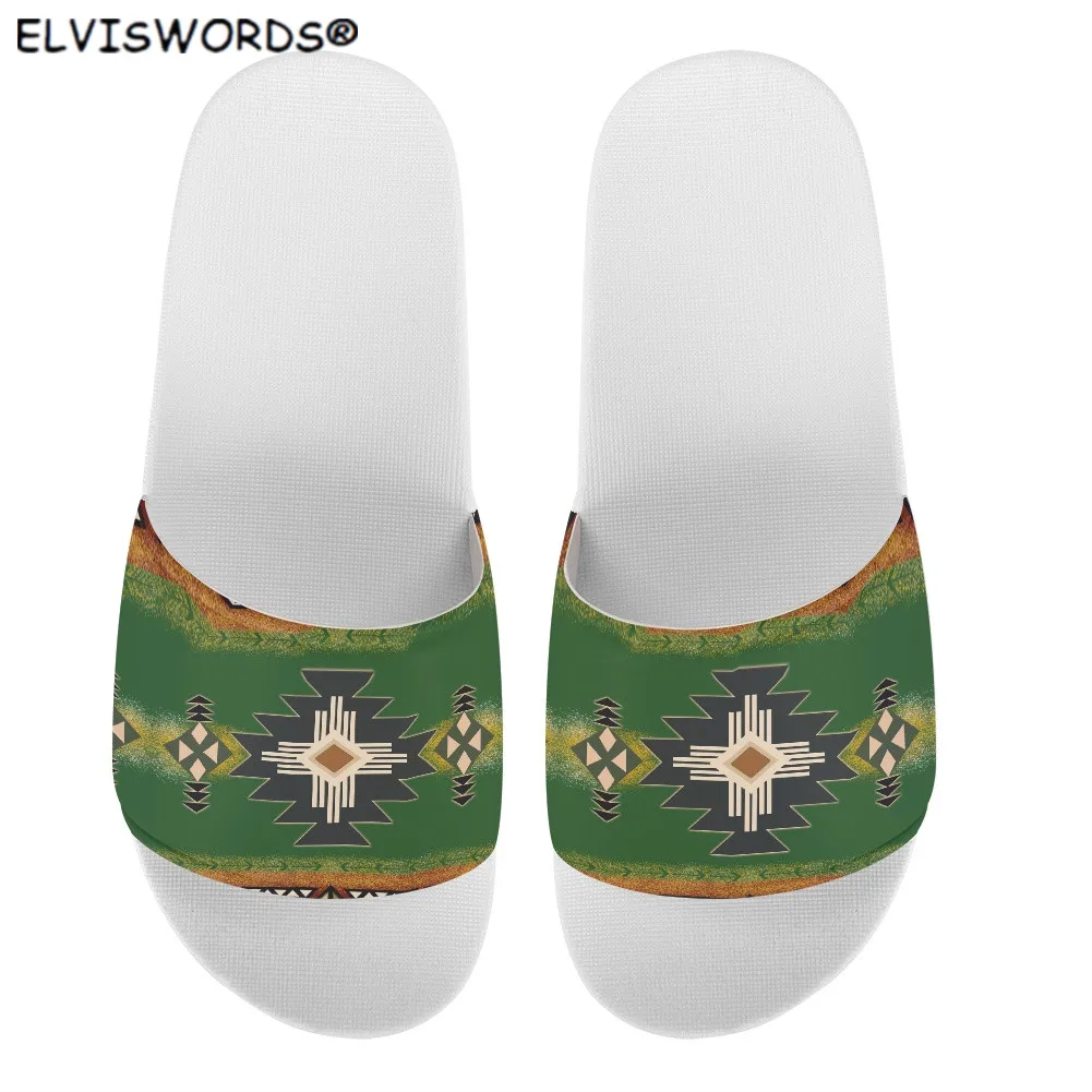

ELVISWORDS/женские шлепанцы; Женская домашняя обувь на плоской подошве; Полинезийский Этнический узор; Шлепанцы для ванной; Нескользящая улична...