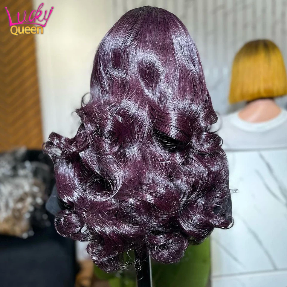 13x6 фиолетовые передние парики на сетке человеческие волосы Омбре черные