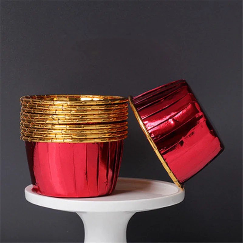 

50Pcs Red Golden Cupcake Paper Cup For Wedding Party Caissettes Cupcake Wrapper Paper Tray Dessert Cupcake Liner Baking Cup