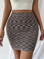 high waist space dye pattern bodycon knit skirt