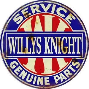 

Willys Knight Service Genuine Parts Round Metal Tin Sign Suitable for Home and Kitchen Bar Cafe Garage Wall Decor Retro Vintage