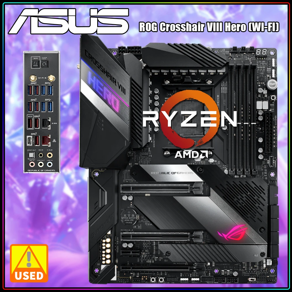 

ASUS ROG Crosshair VIII Hero (WI-FI) Motherboard, AMD AM4 Socket Supports AMD Ryzen 5000 4000 3000 Series Processors DDR4 128GB