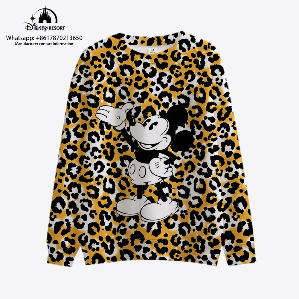 

Disney Brand Streetwear Women's Crew Neck Sweatshirt Stitch and Mickey Anime Fall 2022 New Fashion Harajuku Casual Girls Tops