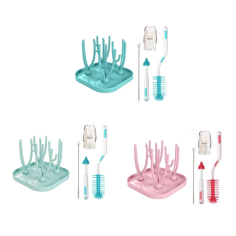 

Drain Cup Rack Baby Bottle Rack Convenient Drying Rack Rack Drying Drainer (Sea Blue)