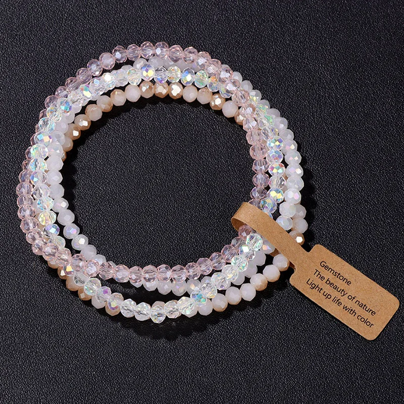 

Комплект женских браслетов ручной работы из хрустальных бусин 3x4 мм круглые стеклянные бусины растягивающиеся браслеты женские браслеты в стиле бохо ювелирные изделия подарок
