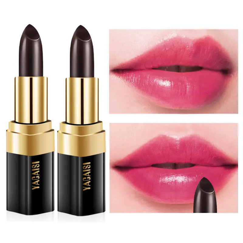 Color Changing Lip Balm Waterproof Makeup Rose Extract Black Lipstick Long Lasting Matte Lipstick Moisturizer Sexy Red Lips 1Pcs
