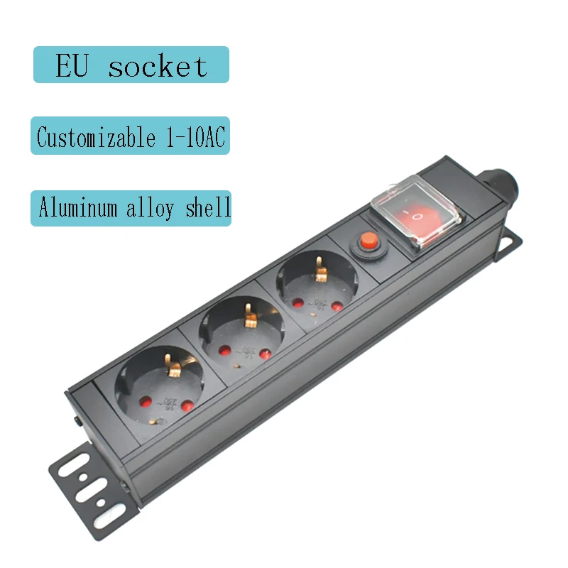 Фото Розетка шкафа PDU корпус из алюминиевого сплава 1-10AC, с двойным выключателем №1
