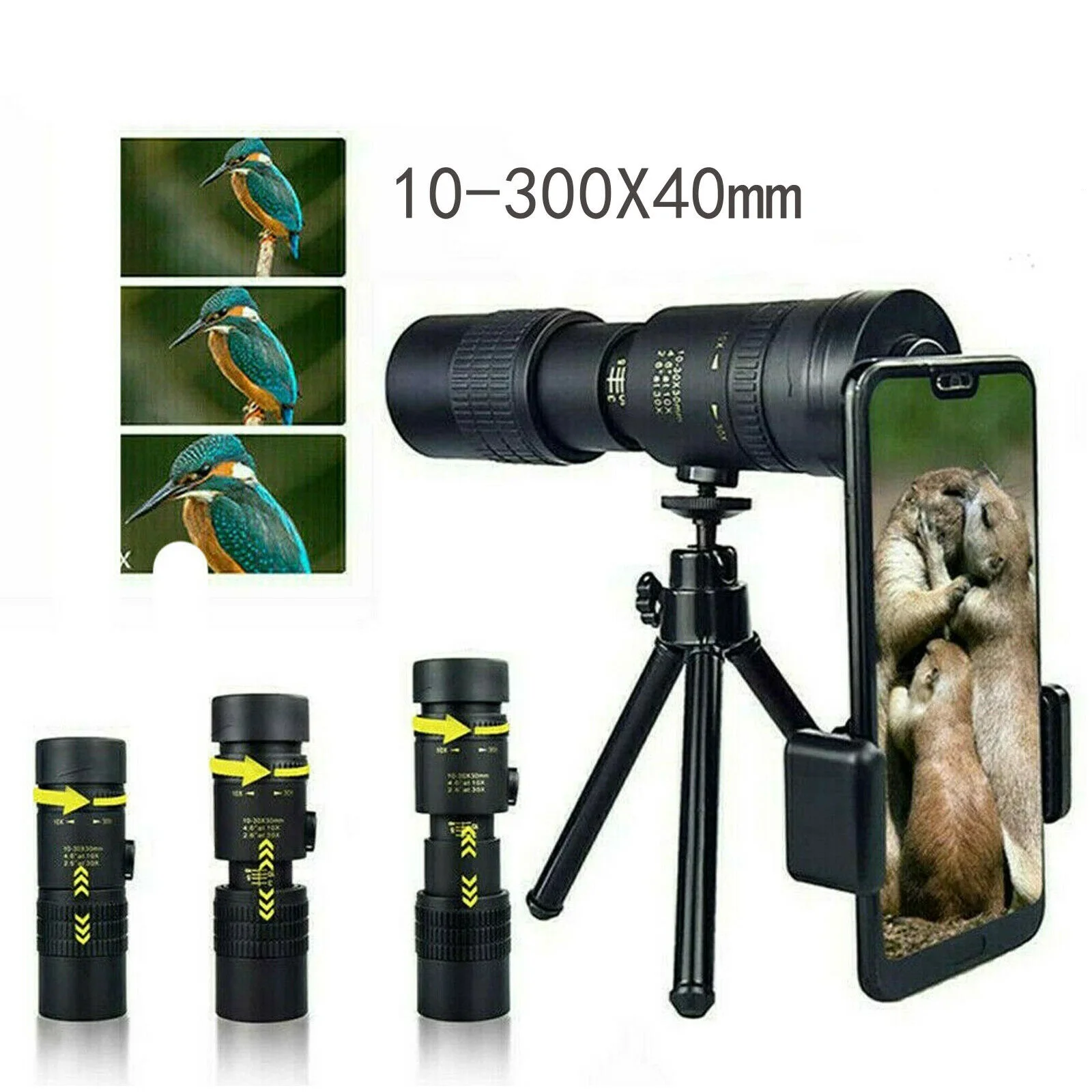 

4K 10-300X40mm Super Telephoto Zoom Monocular Telescope Waterproof