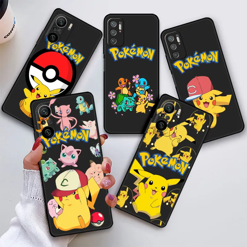 Чехол для Huawei P50 P30 Lite P20 P40 Pro P50E P Smart P10 P40Pro Plus P30Lite с черным принтом Покемон Пикачу |