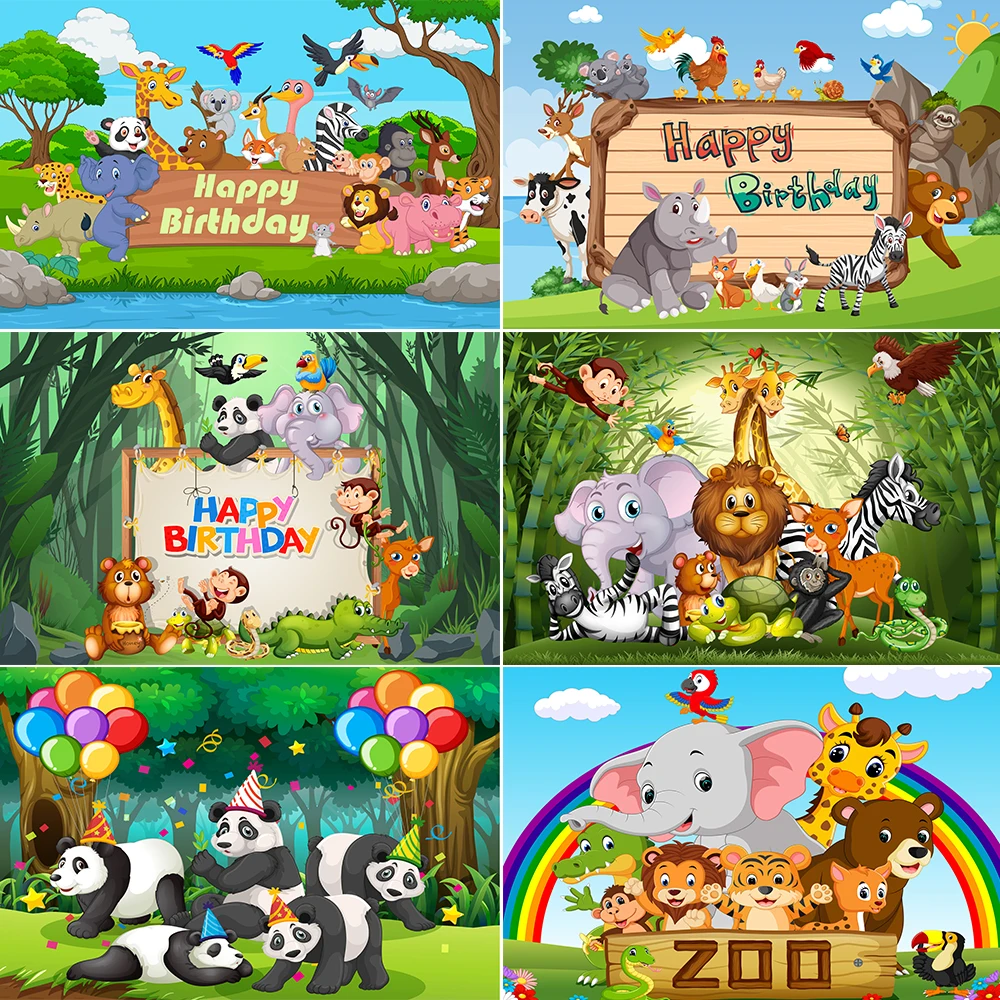 Мультяшные животные дикие сафари джунгли тематическая вечеринка на день