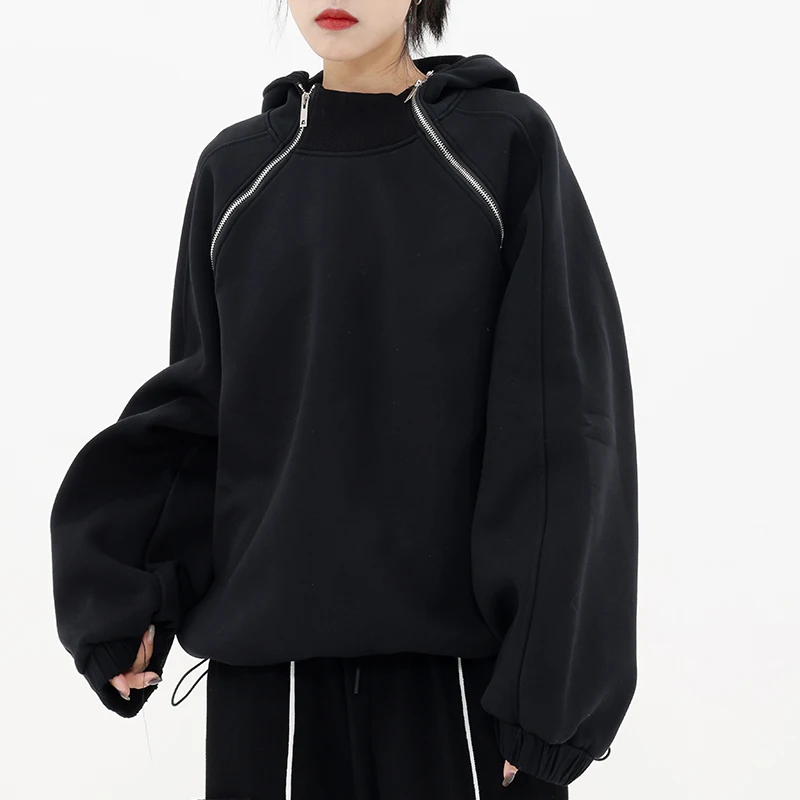 

Женская зимняя толстовка с капюшоном, на молнии, с длинным рукавом