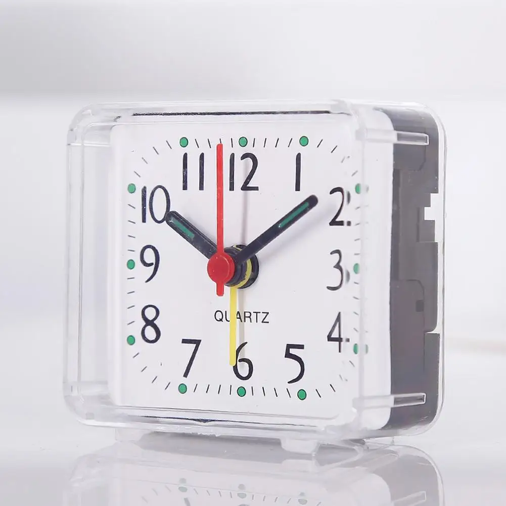 

1pc Bedside Small Alarm Clock Quartz Battery Operated Wake Up With Beeping Sound Green Blue Pink PVC Alarm Clock